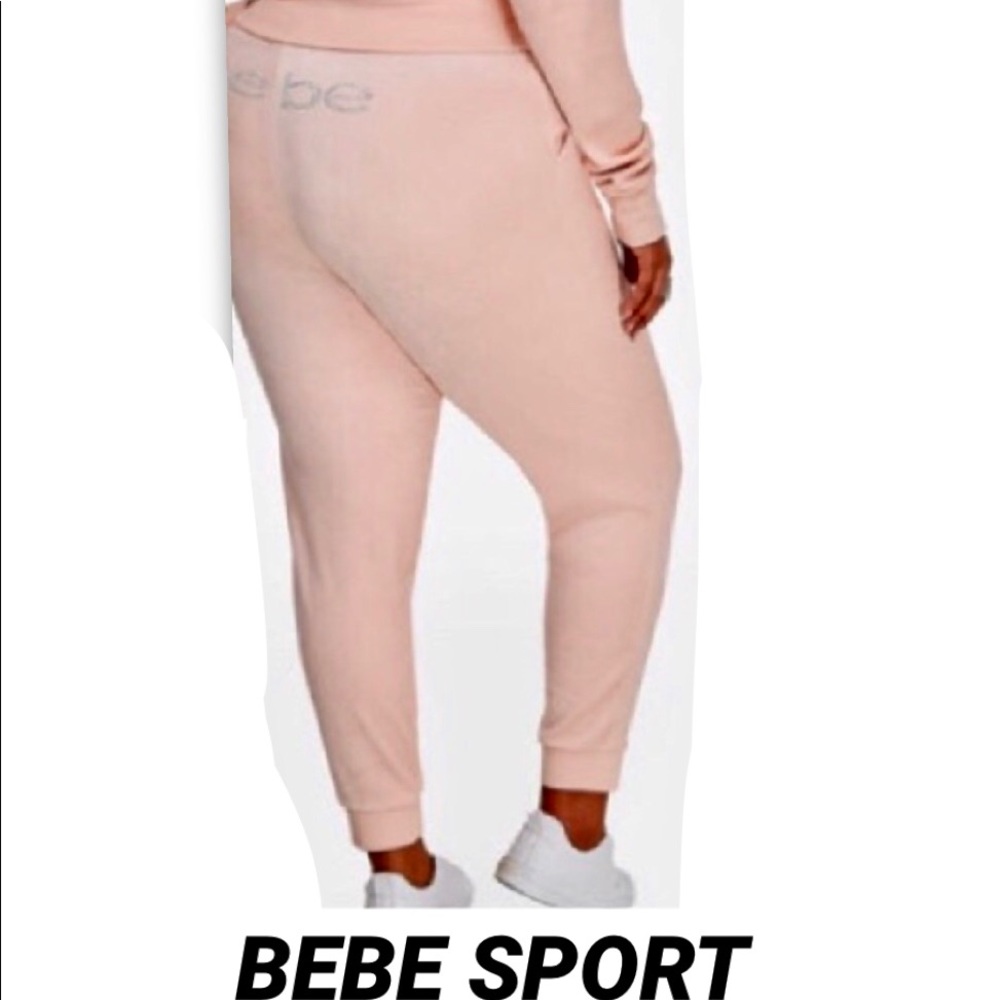 BEBE SPORT  PLUS•Pale Pink Velour Jogger Bottoms